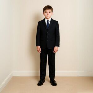 Tulliano Boys Pinstripe Wool Suit Jacket Size 10 W28-15R